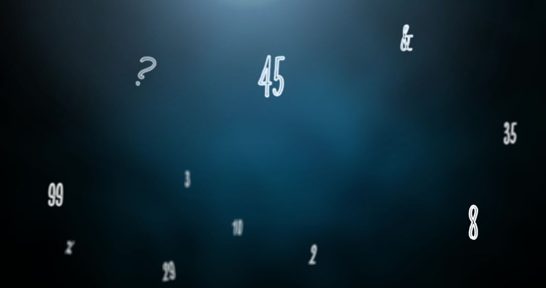 Floating Numbers and Symbols on Blue Background