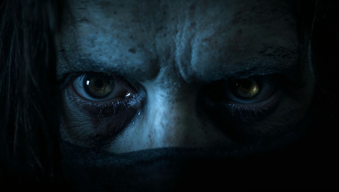 Intense Eyes Conveying Mystery and Intrigue in Dark Atmosphere