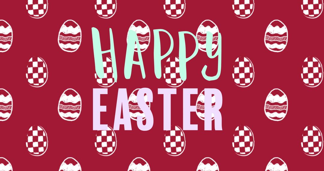 Happy Easter Message with Festive Egg Pattern Background