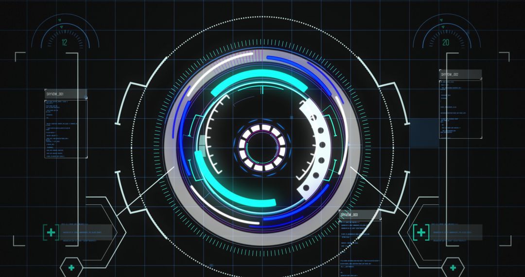 Futuristic Circular Digital Interface with Data Streams