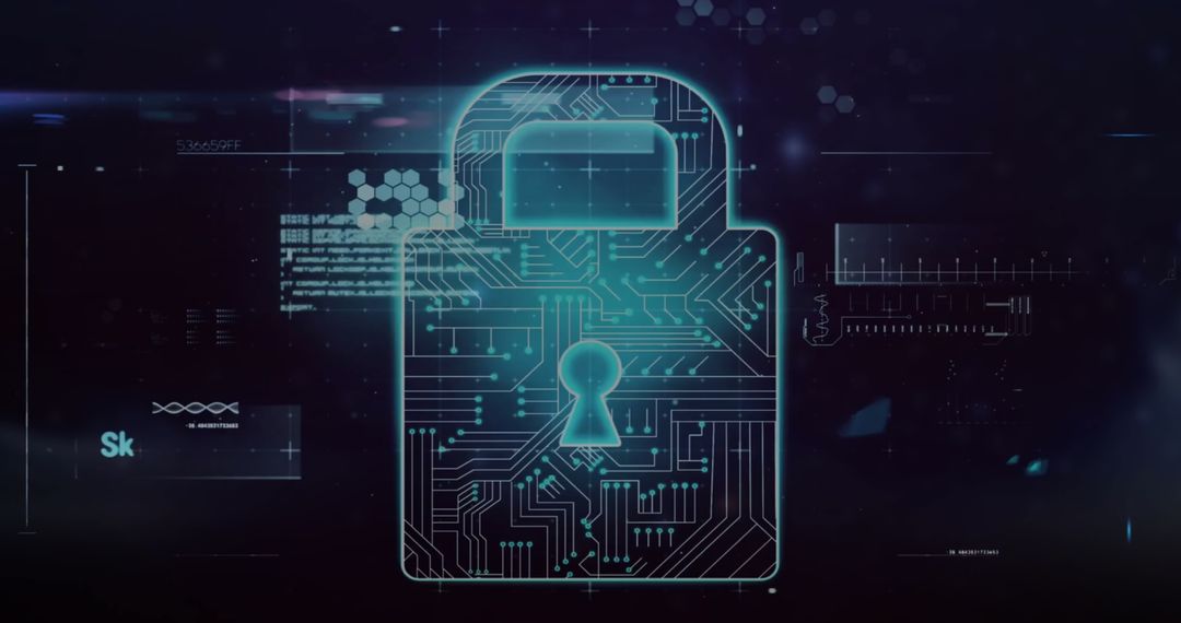 Futuristic Cybersecurity Digital Lock Overlapping Network