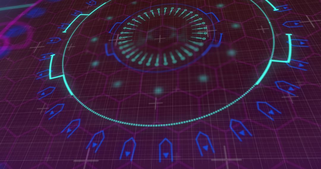 Futuristic Digital Interface on Deep Grid Background