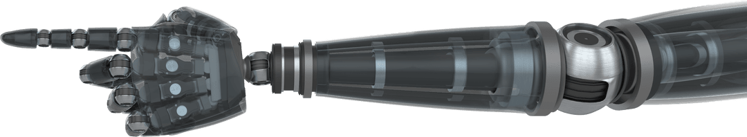 Transparent Robotic Arm Illustration on White Background