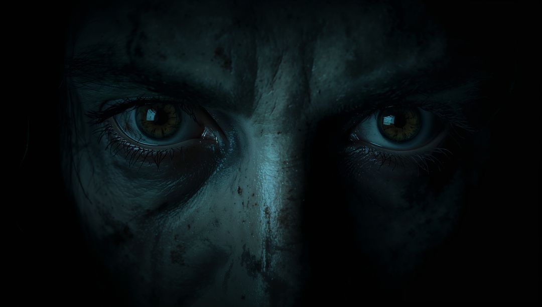 Moody Close-Up Portraying Intense Emotion in Deep Shadow