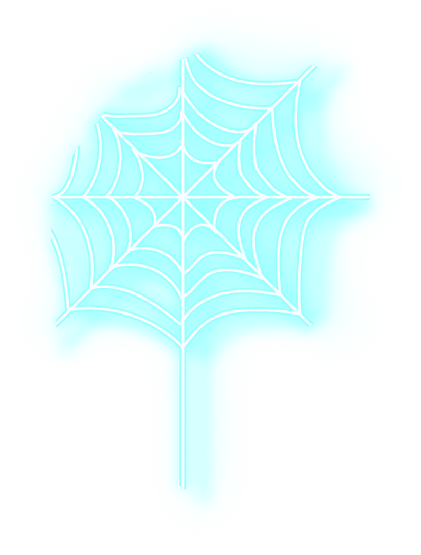 Transparent Neon Blue Spider Web Icon for Halloween Themes
