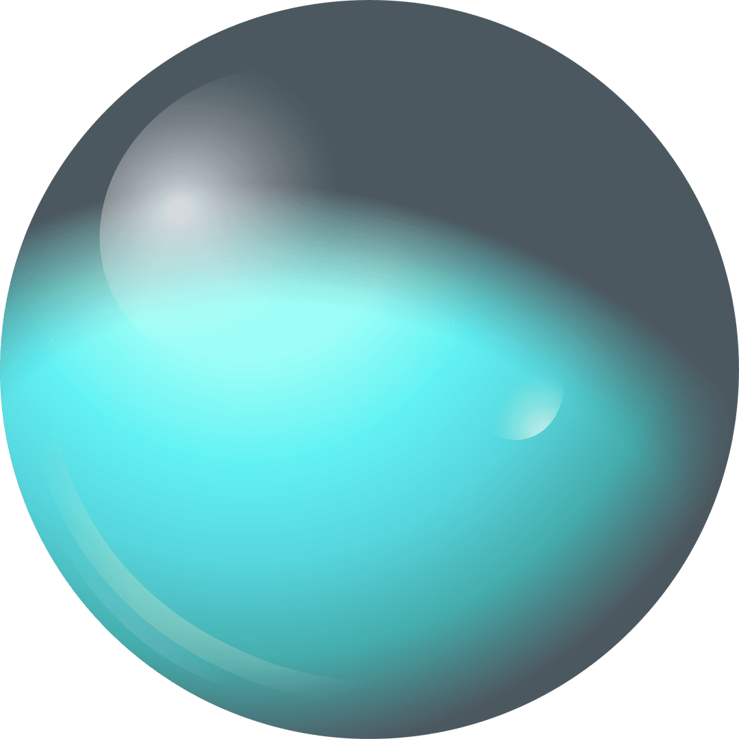Abstract Turquoise Sphere with Glossy Gleam on Transparent Background