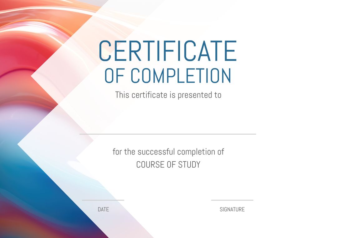 Modern Certificate of Completion with Abstract Design - Download Free Stock Templates Pikwizard.com