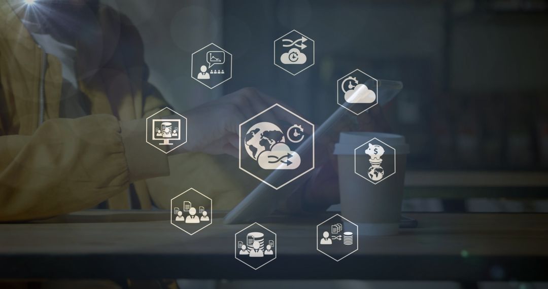 Digital Financial Concepts Overlaying Smartphone Usage