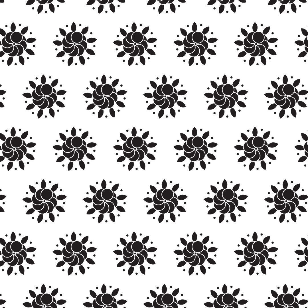 Black Sun Pattern on Transparent Background