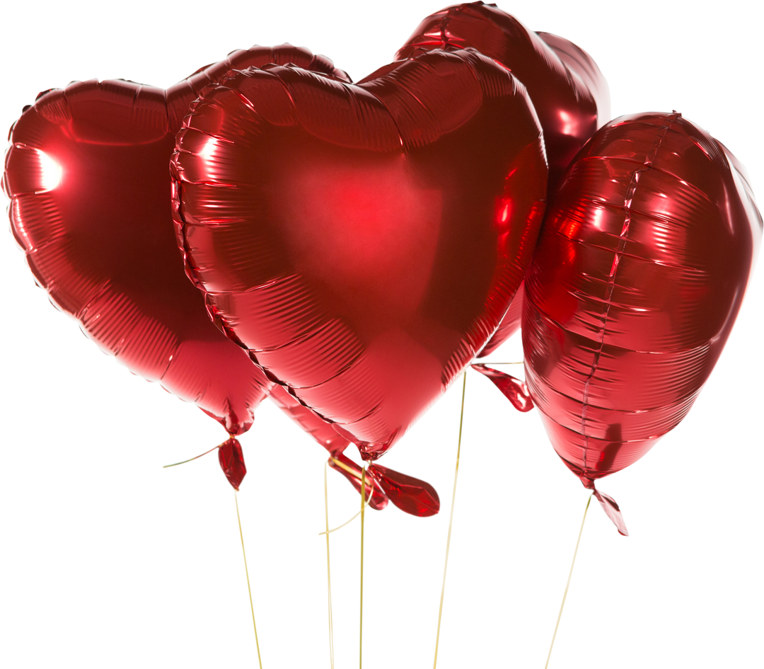 Set of Four Transparent Red Heart Shaped Balloons Celebrating Love - Download Free Stock Images Pikwizard.com