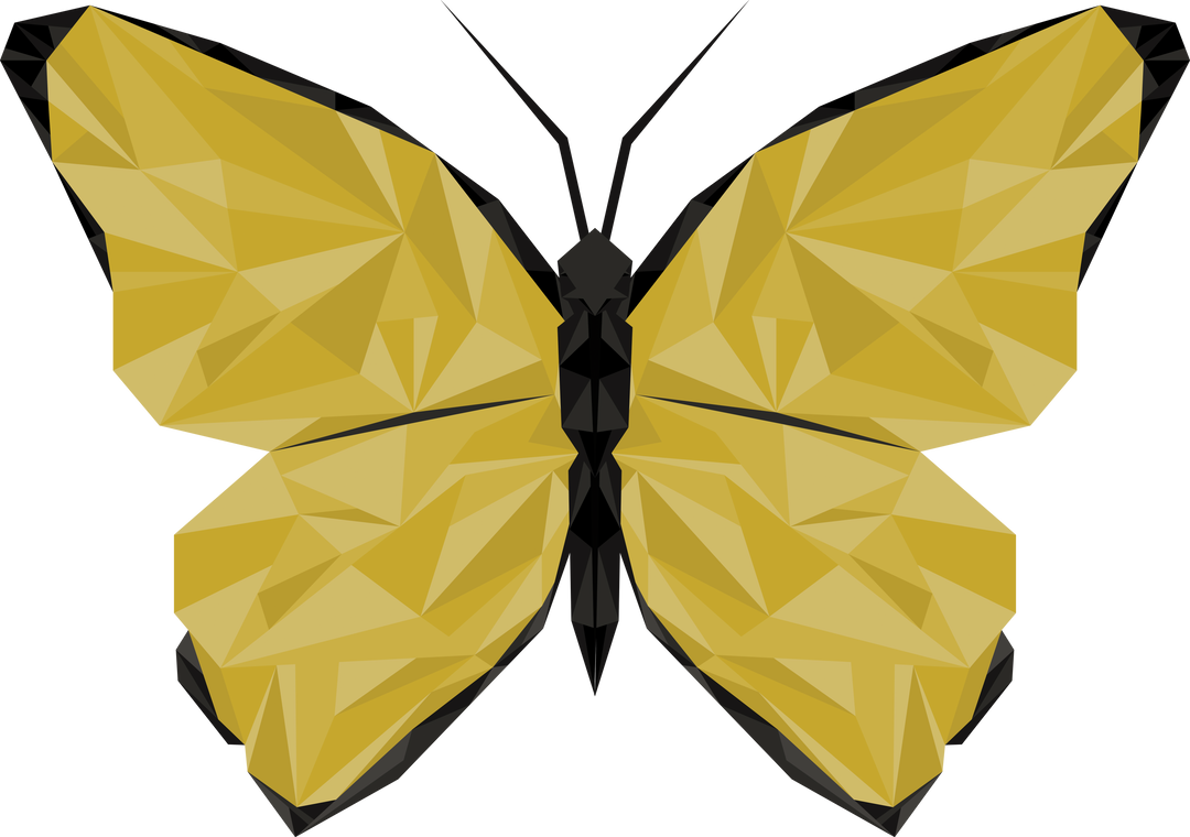 Yellow Polygonal Butterfly Illustration on Transparent Background - Download Free Stock Images Pikwizard.com