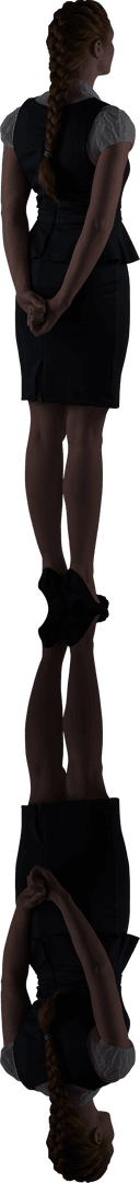 Caucasian Businesswoman with Hands Behind Back on Transparent Background