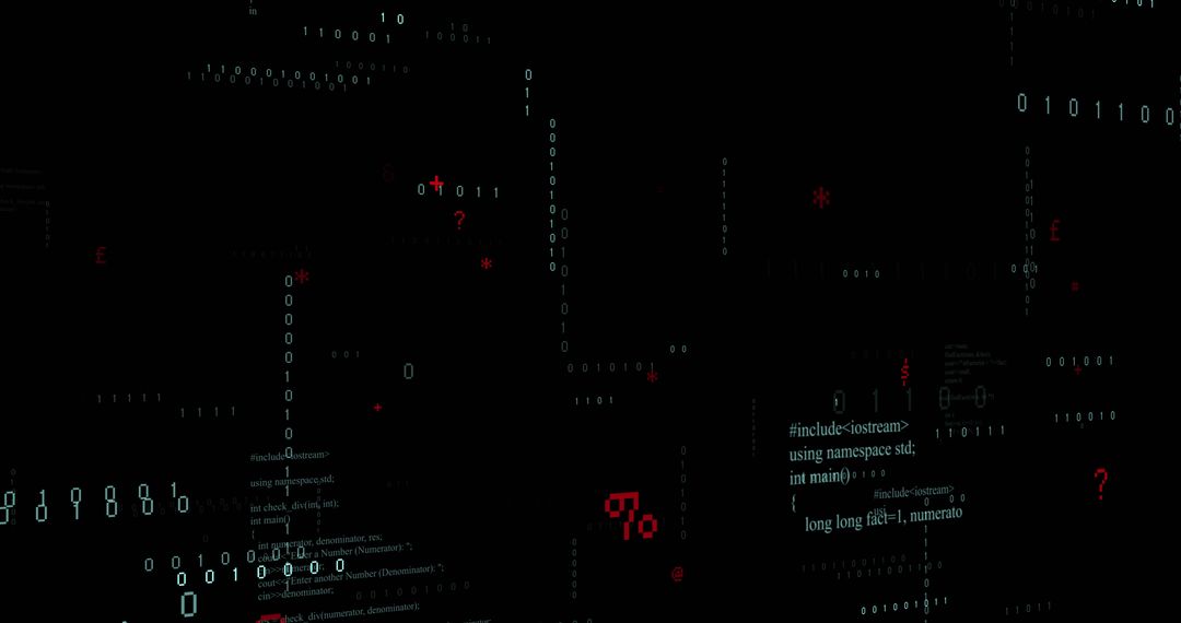 Binary Code on Dark Digital Screen