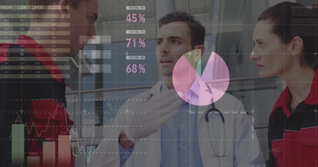 Healthcare Team Analyzing Digital Data and Finance Graphics