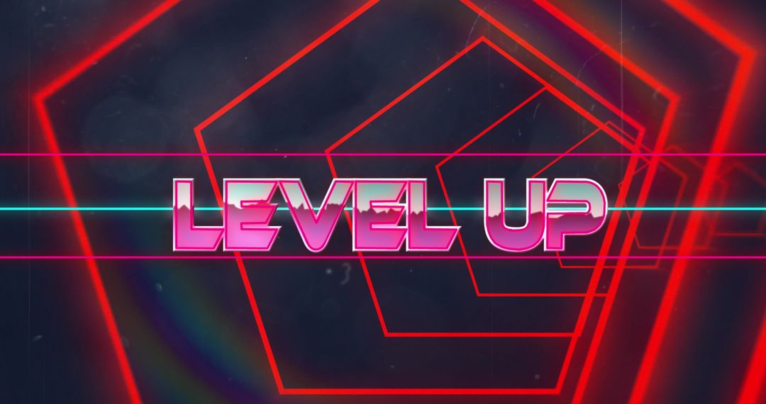 Futuristic Neon Level Up Text with Arcade Vibes