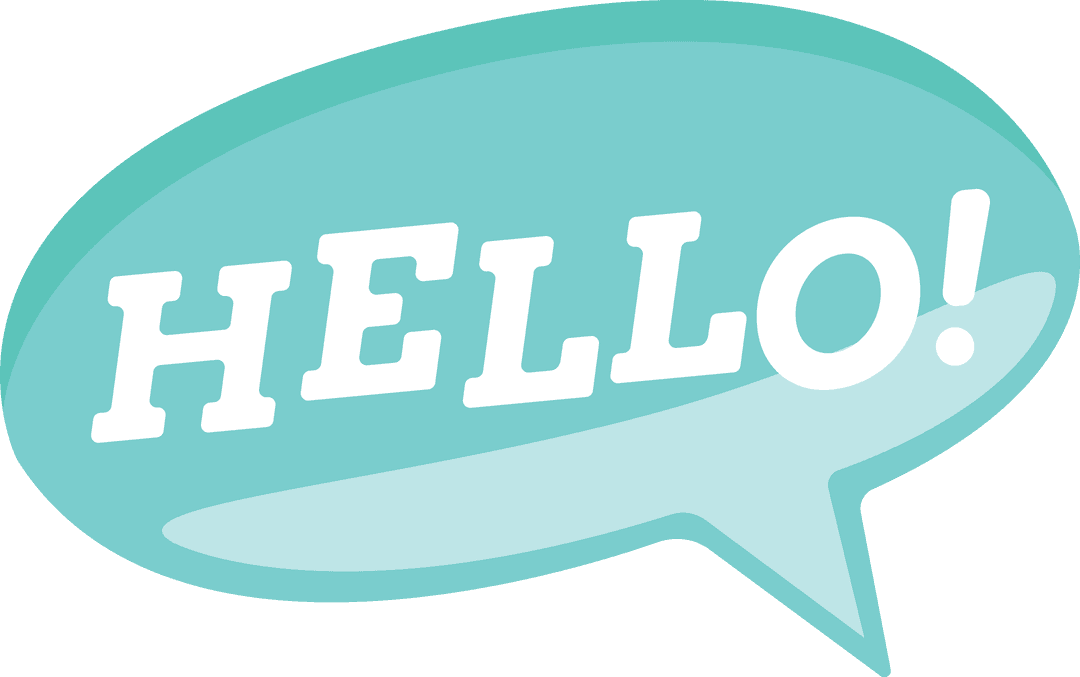 Hello Text in Speech Bubble on Transparent Background