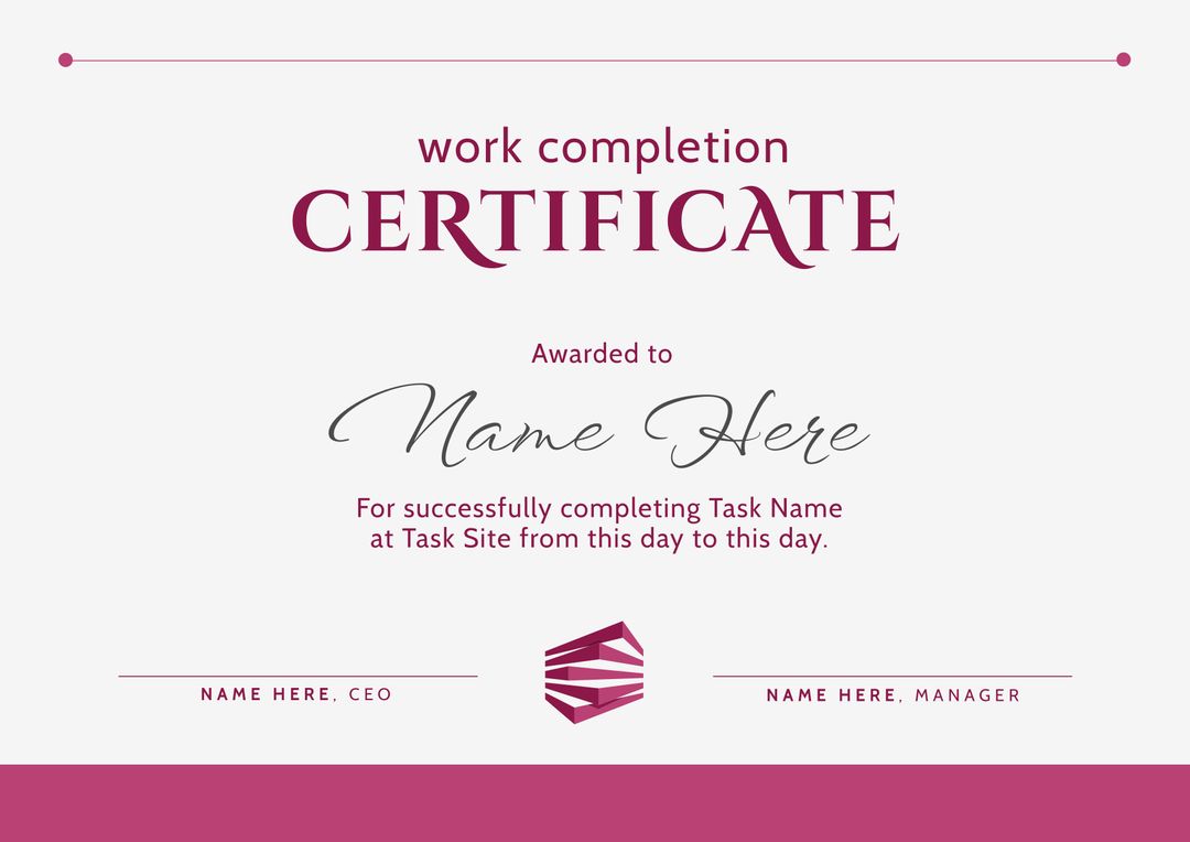 Elegant Work Completion Certificate Template on Beige Background - Download Free Stock Templates Pikwizard.com