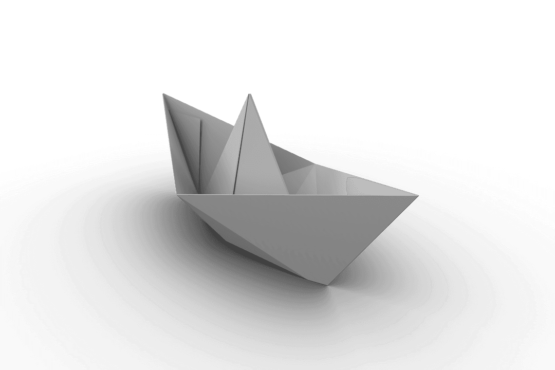 Origami Paper Boat on Transparent Background Illustration