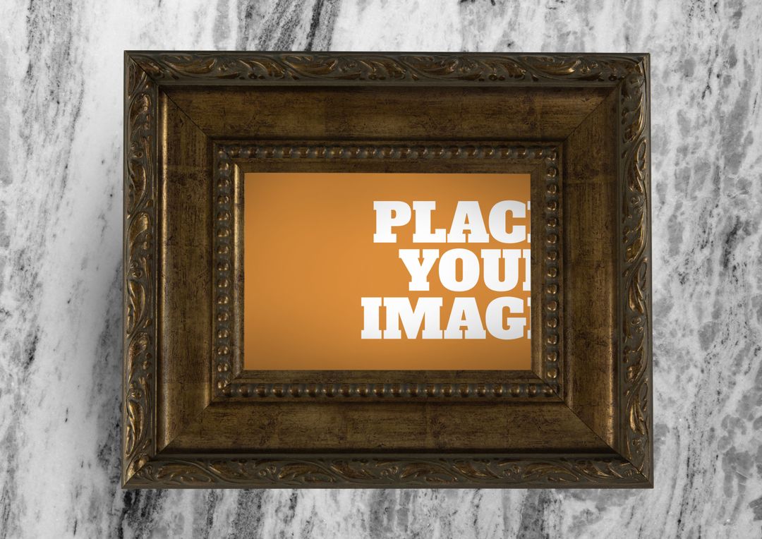 Vintage Ornate Frame on Marble Backdrop for Art and Photography