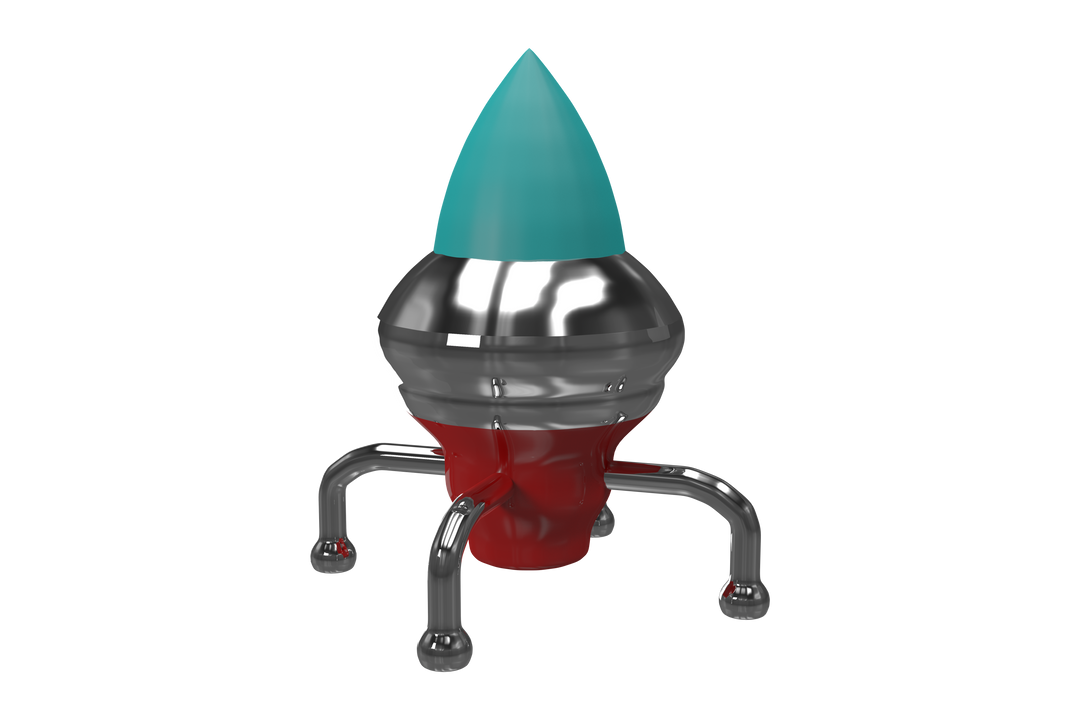 Transparent Spaceship Toy with Chrome Legs and Red Accents on White Background - Download Free Stock Images Pikwizard.com