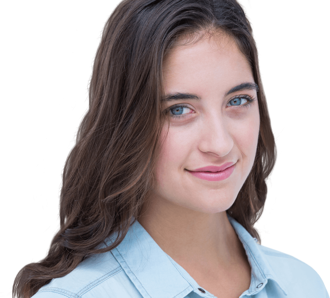 Transparent Smiling Brunette Woman Portrait