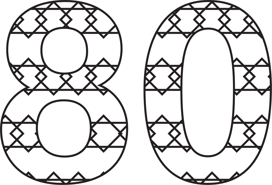 Decorative Eighty Pattern on Transparent Background for Celebrations