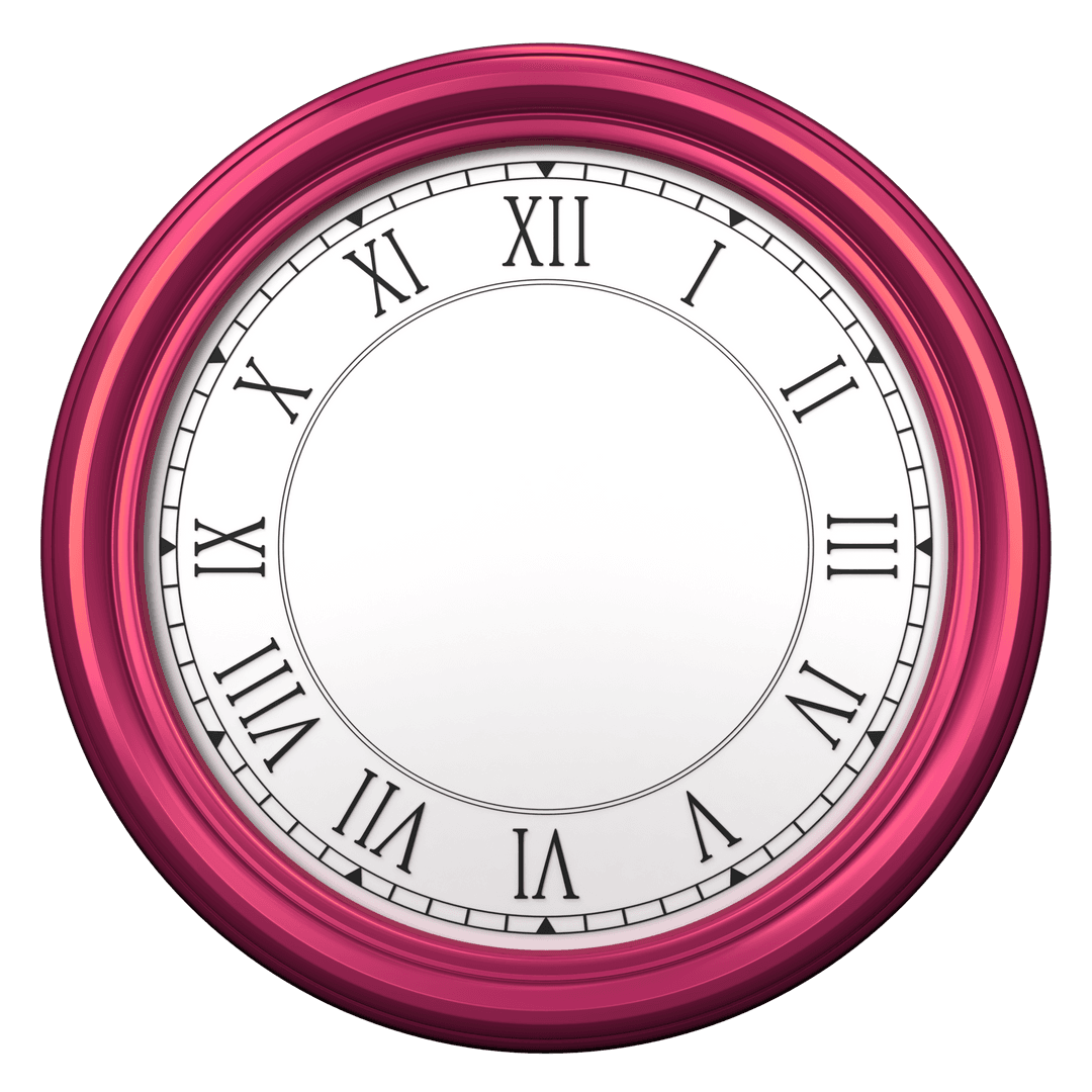 Transparent Wall Clock Without Hands Pink Frame