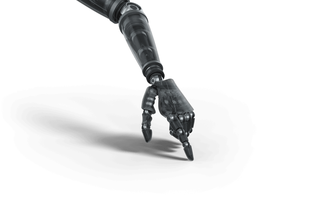 Transparent Robotic Hand Pointing Down