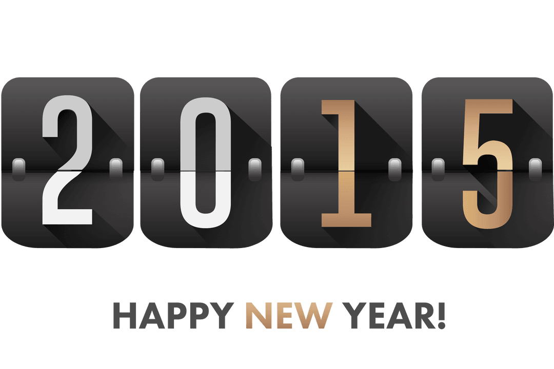 Happy New Year 2015 on Transparent Flip Counter