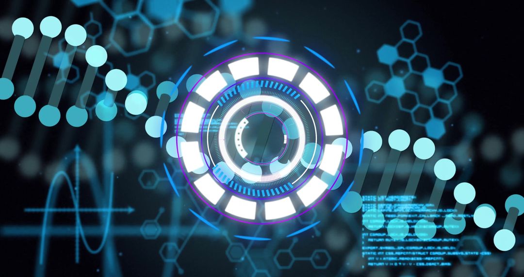 Futuristic DNA Strand and Digital Data Processing Interface