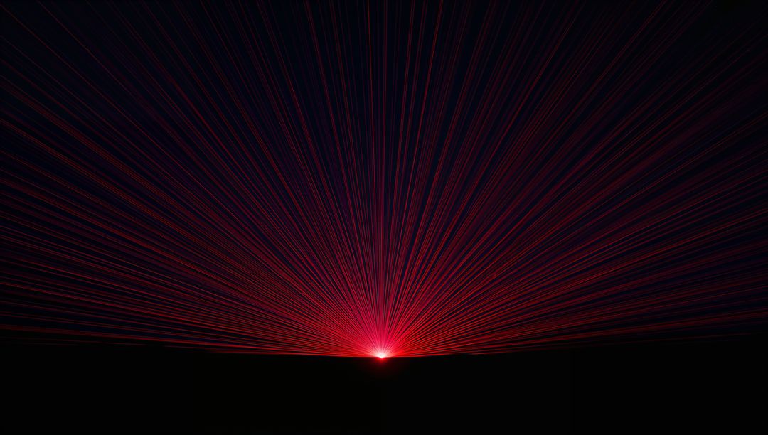 Radiating Red Horizon Light Rays Over Minimal Desert Silhouette for Futuristic Design