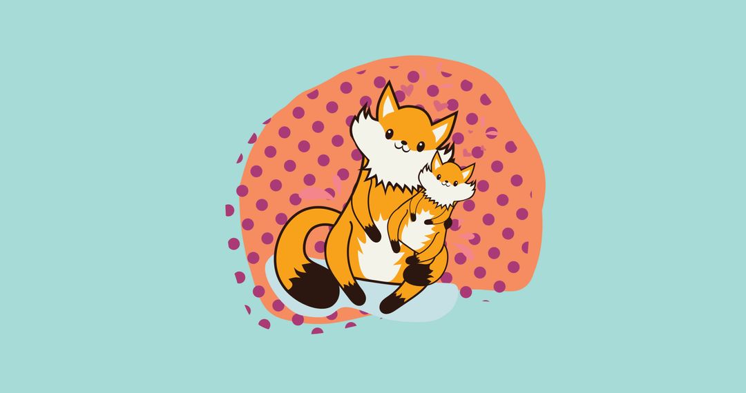 Adorable Fox Family Embracing with Playful Design