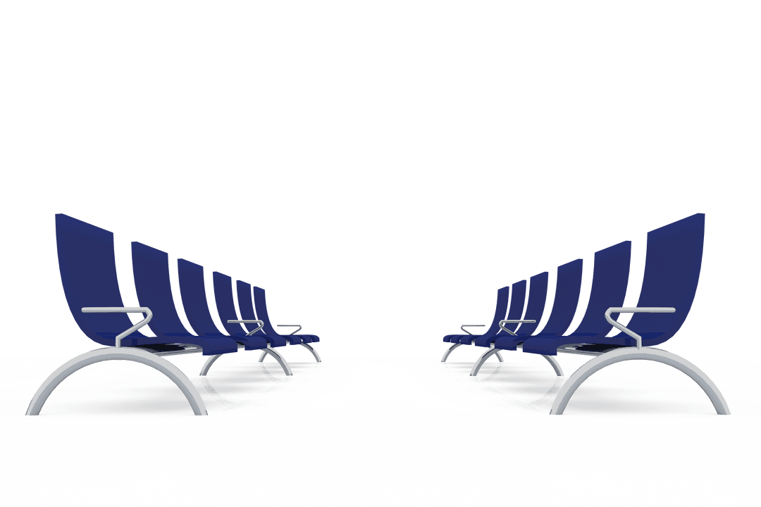 Blue Waiting Room Seats on Transparent Background Vector Illustration