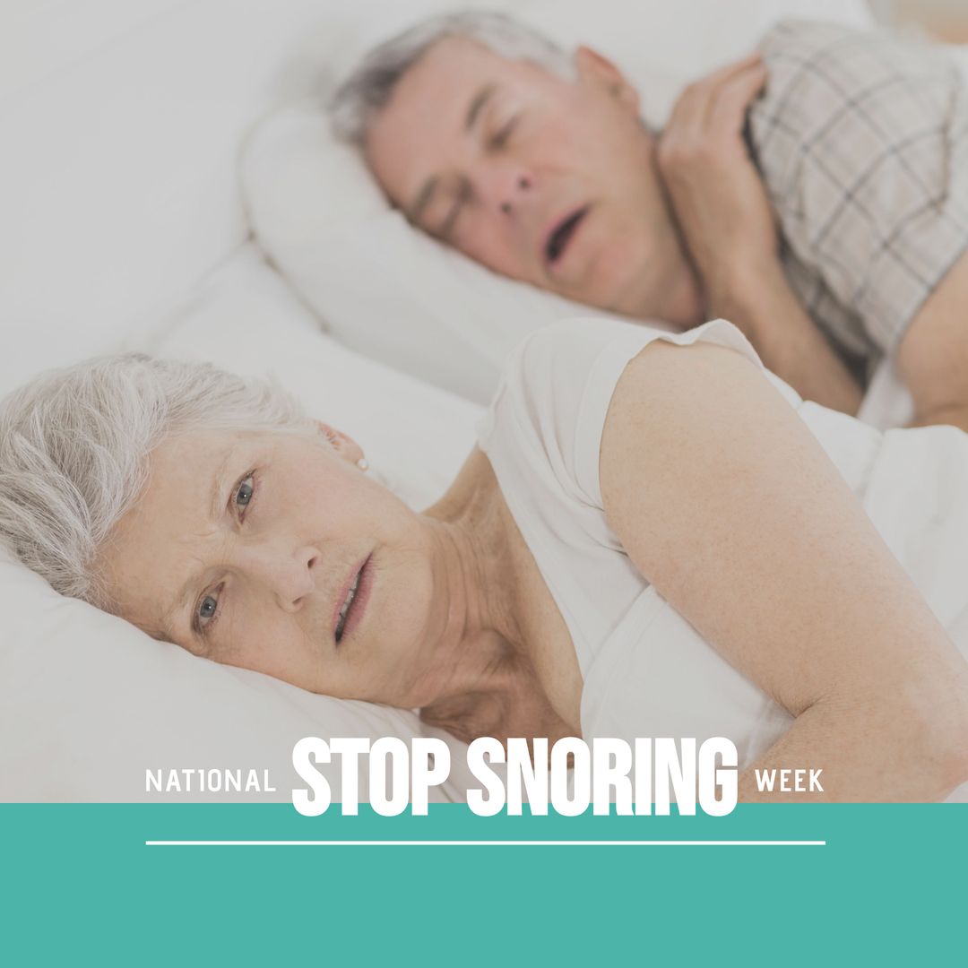 Couple in Bed with Husband Snoring During Stop Snoring Week