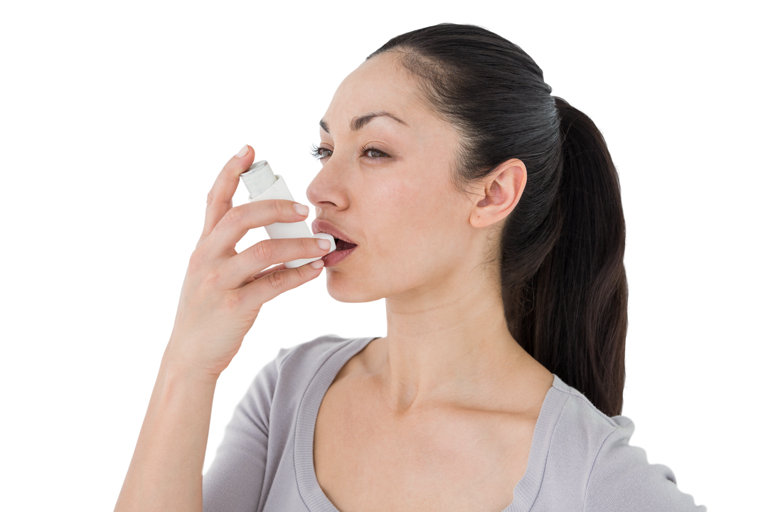 Transparent Image of Asthmatic Woman Using Inhaler - Download Free Stock Images Pikwizard.com