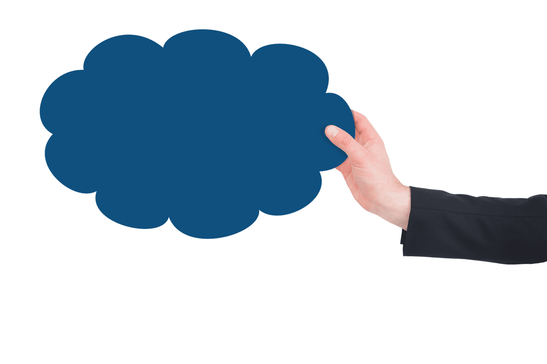 Businessman Holding Cloud Concept with Transparent Copy Space