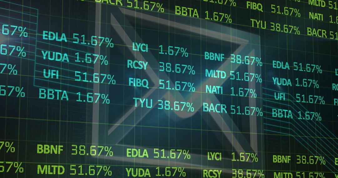 Stock Market Data Grid with Ticker Symbols and Percentages