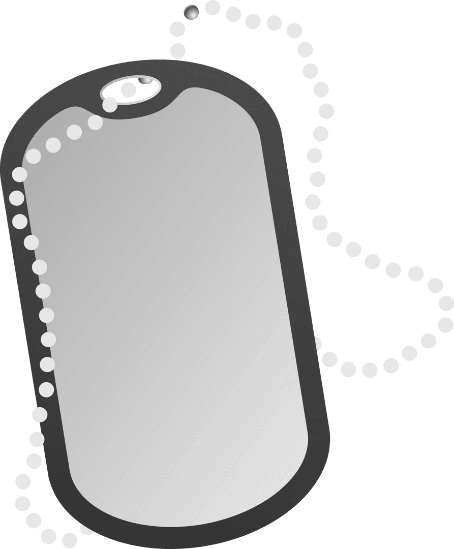 Metal Identification Tag with Chain on Transparent Background