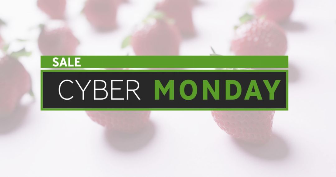 Cyber Monday Sale Banner with Strawberries and Vibrant Design