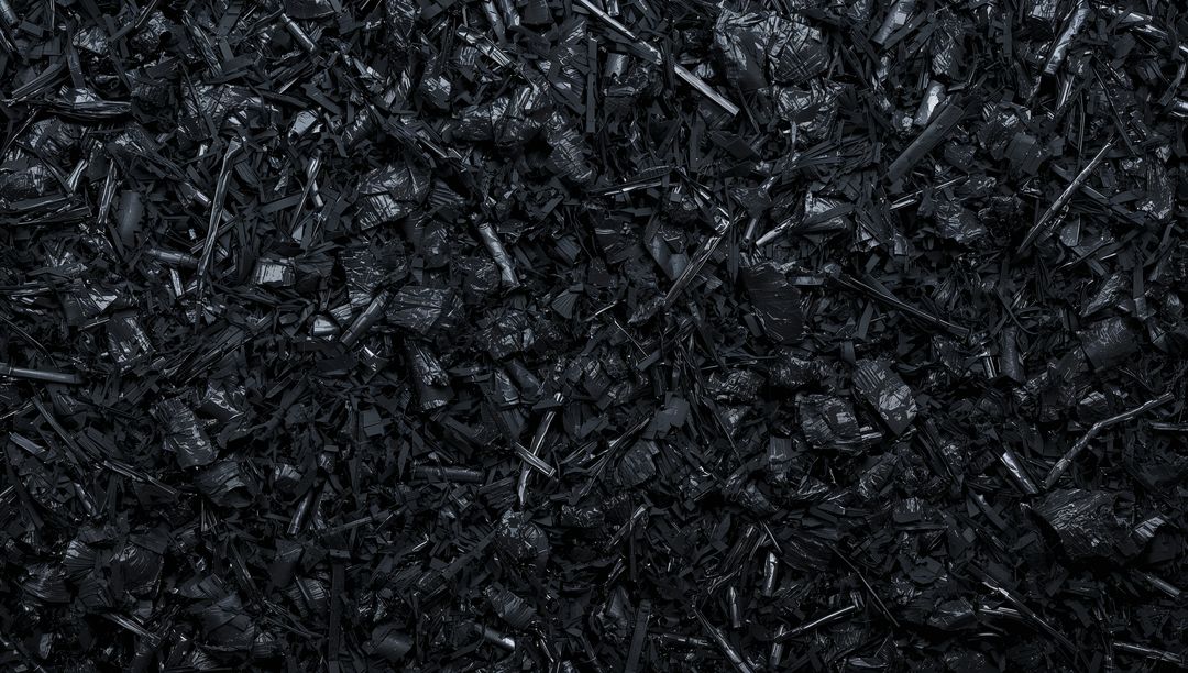 Glossy Black Shredded Plastic Texture Macro Background for Industrial Design and Packaging