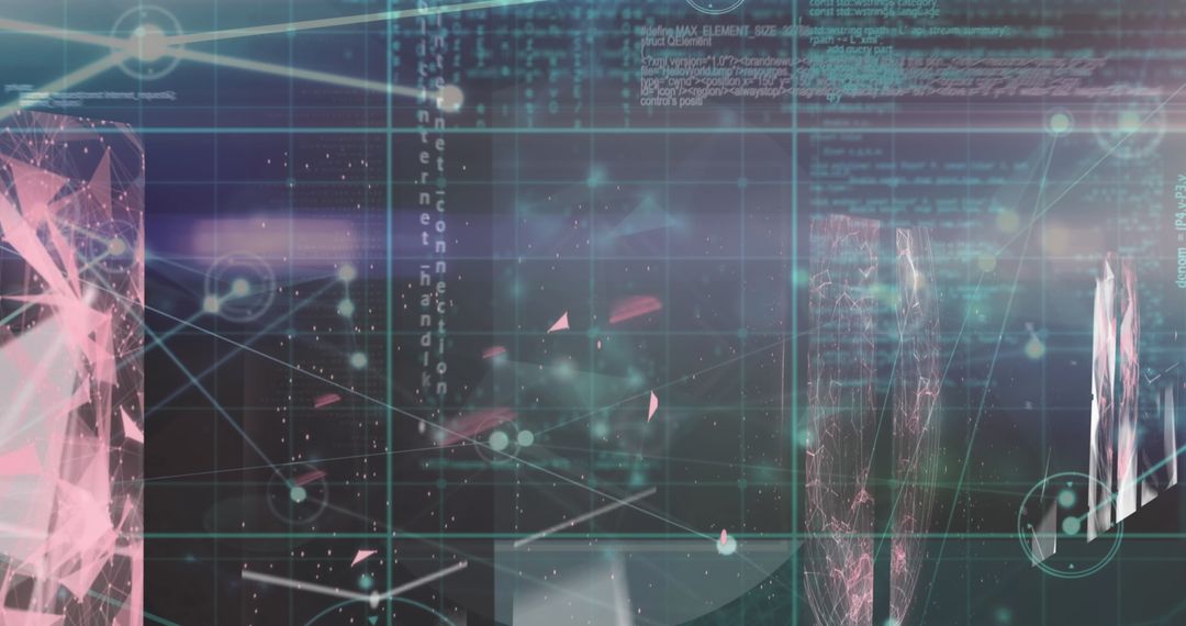 Abstract Digital Network with Technological Grid Overlay