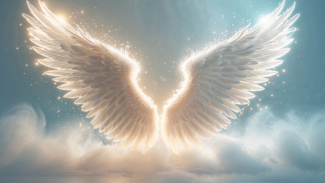 Resplendent Angel Wings Radiating in Heavenly Realm