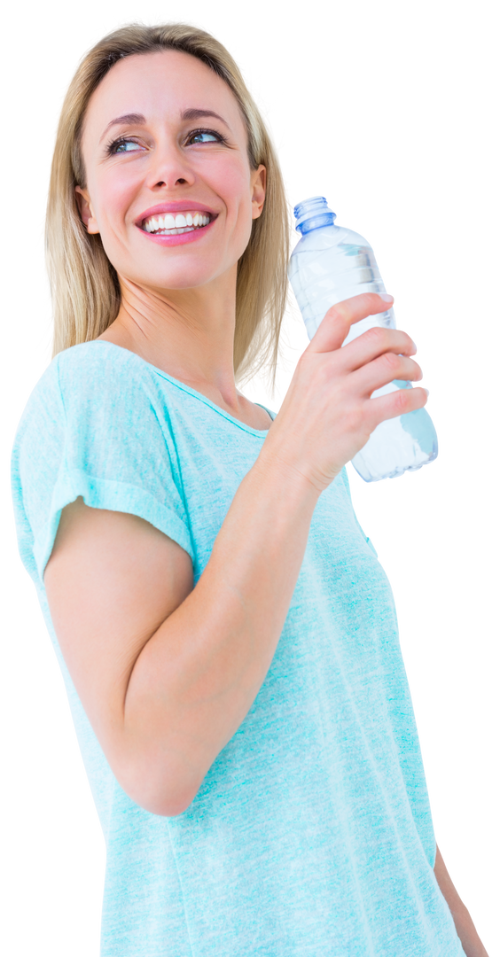 Transparent Smiling Blonde Woman with Water Bottle - Download Free Stock Images Pikwizard.com