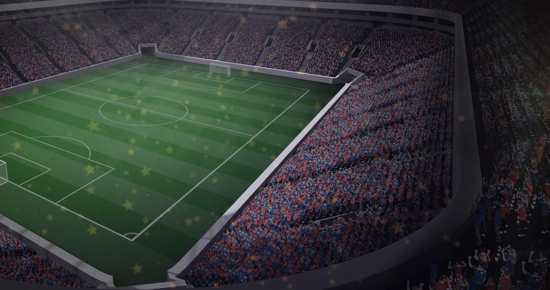 Vibrant Soccer Stadium with Enthusiastic Crowd and Celebratory Atmosphere