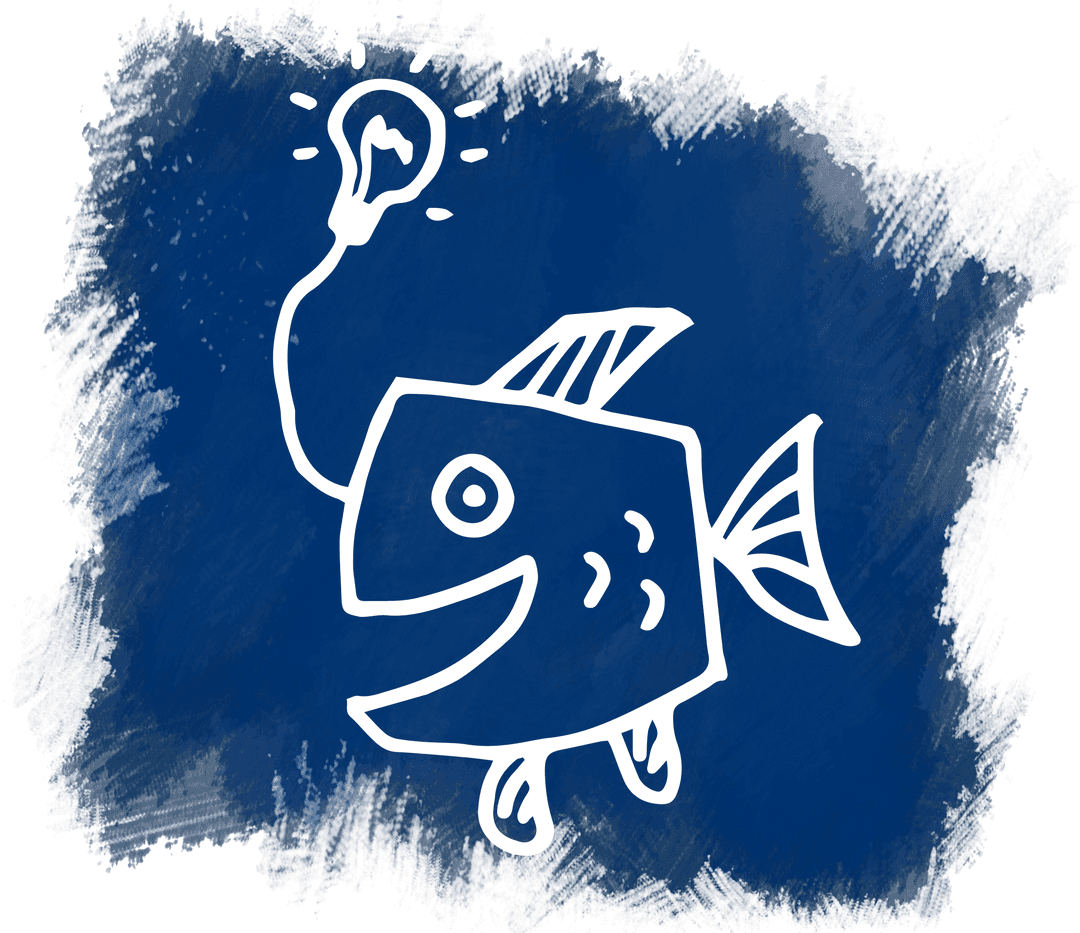 Whimsical Fish With Light Bulb Illustration on Transparent Background