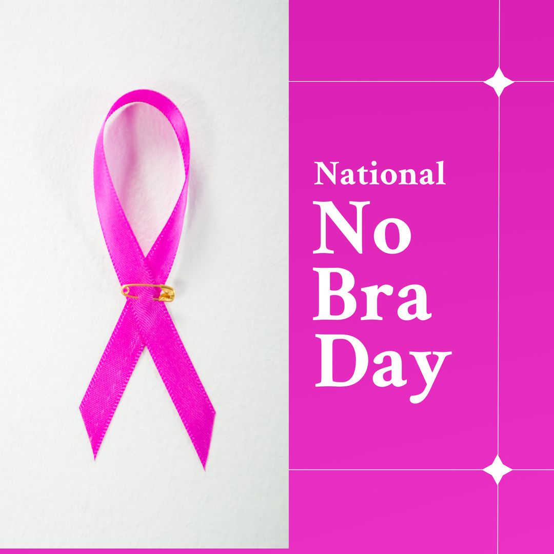 Pink Ribbon Symbol with National No Bra Day Text