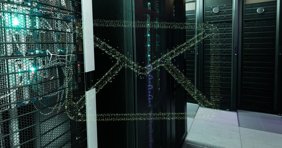 Digital Envelope Icon Projected in High-Tech Server Room