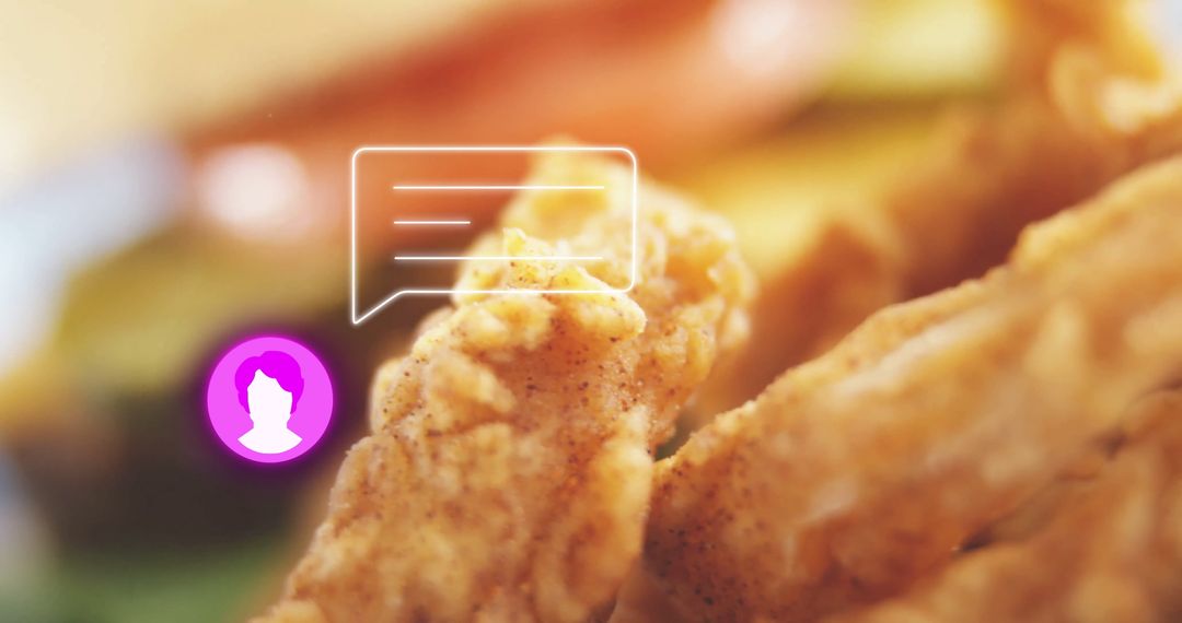 Crispy Fried Chicken Pieces with Garnish and Icons