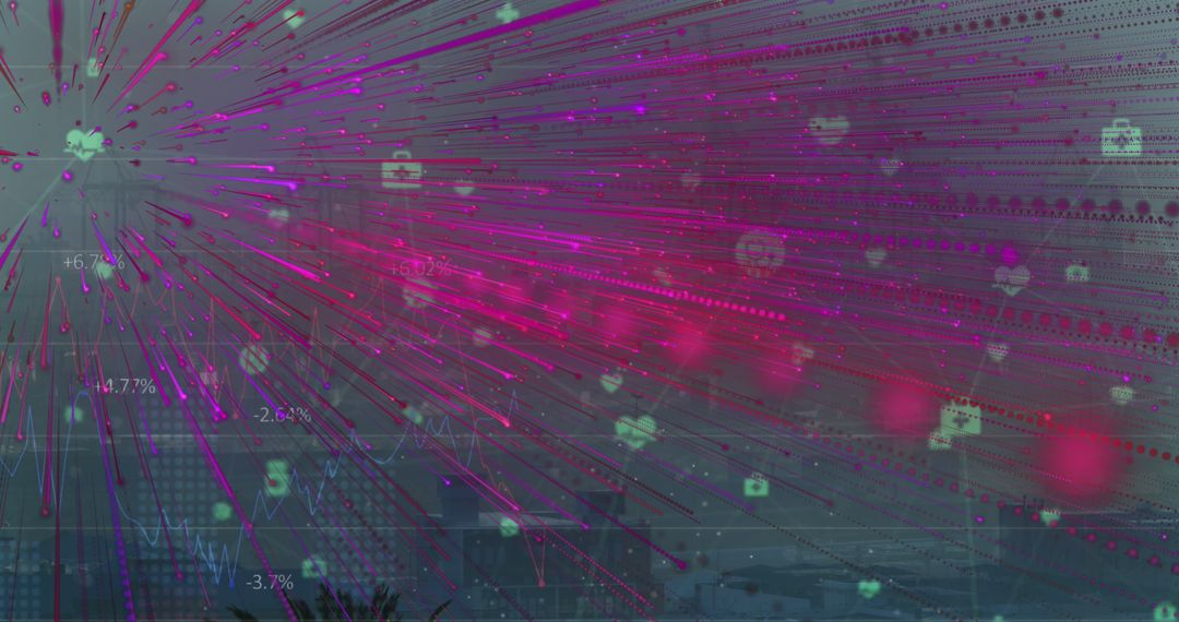 Futuristic Network with Digital Overlay on Twilight Cityscape