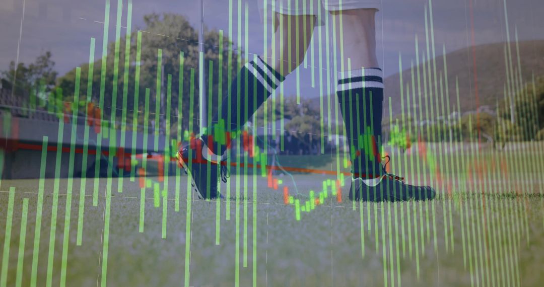 Blending soccer cleats and candlestick charts illustrating sports analytics and performance